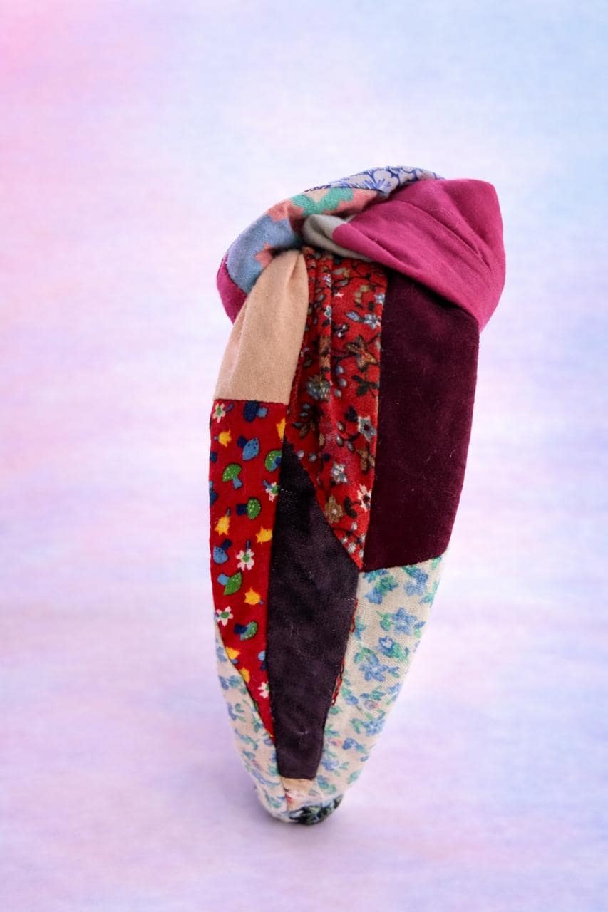 Repurposed Quilt Headband: Patchwork Knot Turban Accessory